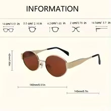 New Vintage Oval Sunglasses for Women Men Trendy Metal Frame Sun Glasses Classic Shades Eyewear UV400
