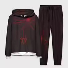Men's Halloween Spiderweb Print Hooded Sweatshirt and Sweatpants Two-Piece Holiday Party Outfit